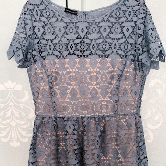 BNWT Emporio Armani Macrame Short-Sleeved Midi Blue Lace Dress - Picture 3 of 12